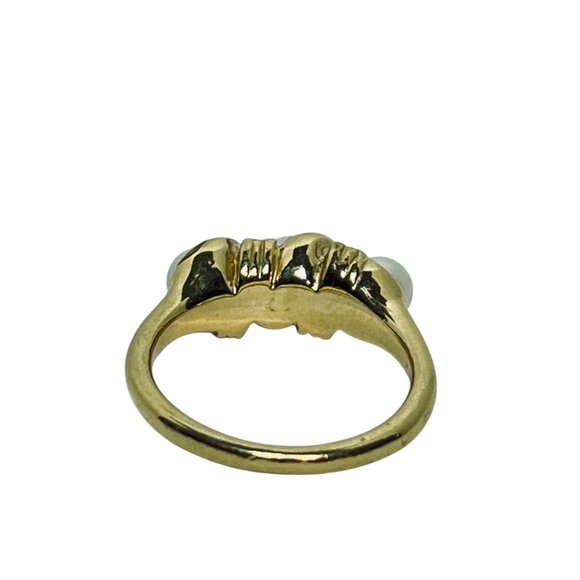 Vintage Gold Tone Ring With Faux Pearls & Rhinestones (R388) - Picture 6 of 6